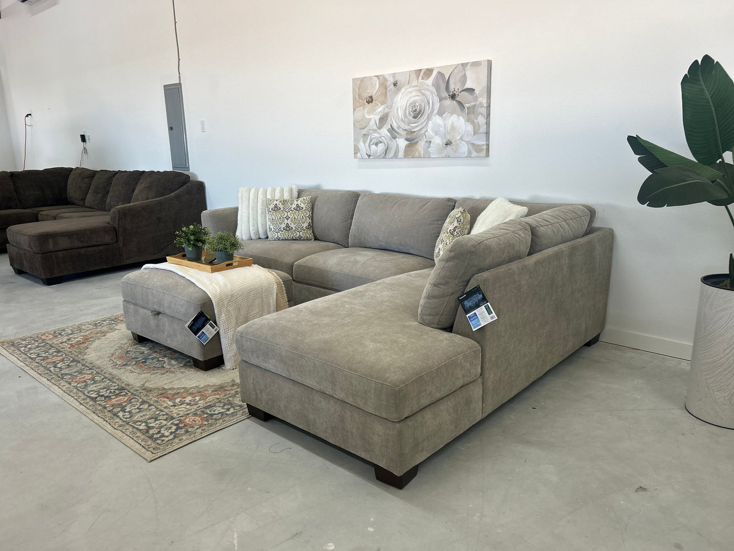 L- Shape sectional with storage ottoman