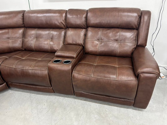 Concord 6-Piece Leather Power Reclining Sectional + Power Headrests
