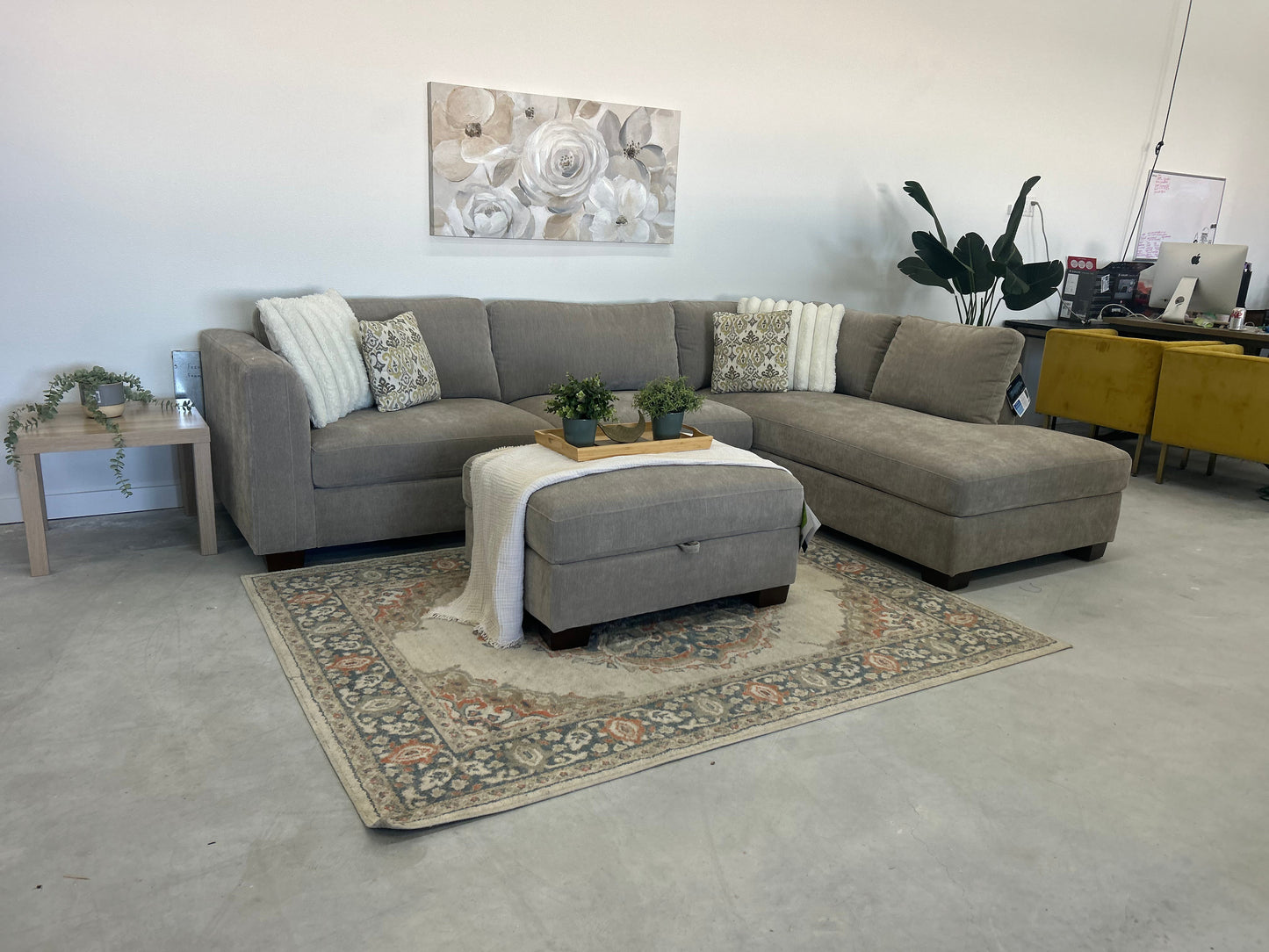 L- Shape sectional with storage ottoman